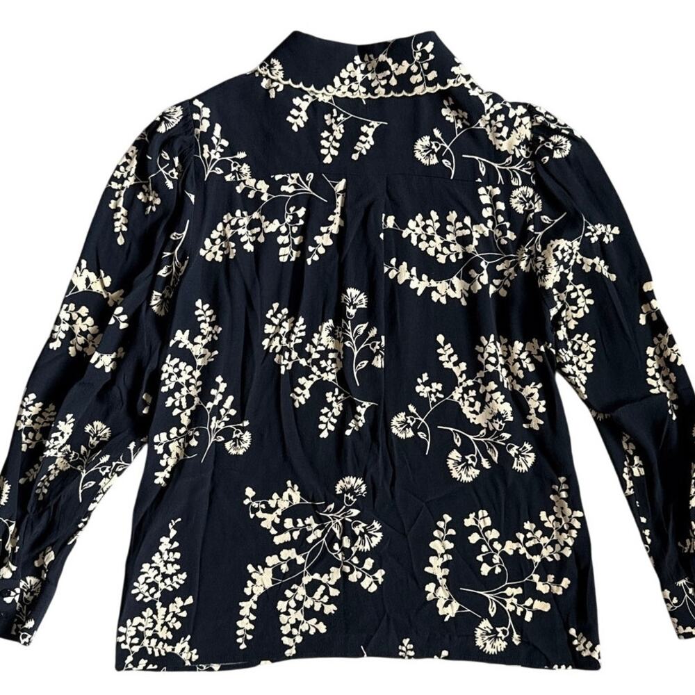 ba&sh Selym Floral Print Button Up Lady Shirt Black & Cream Size Small - Picture 10 of 12